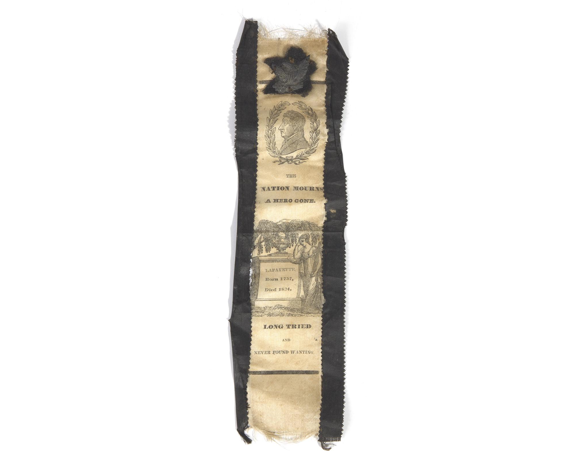 [Americana] [Lafayette, Marquis de] Silk Mourning Ribbon