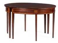 A Pair of Federal Mahogany Inlaid Console Tables