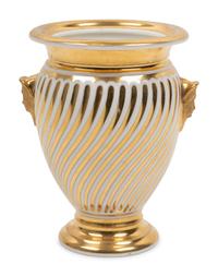 A Continental Parcel Gilt Porcelain Spiral Molded Vase