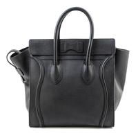 A Celine Black Leather Mirco Luggage Tote, 12" x 12" x 7"; Handle drop: 5".