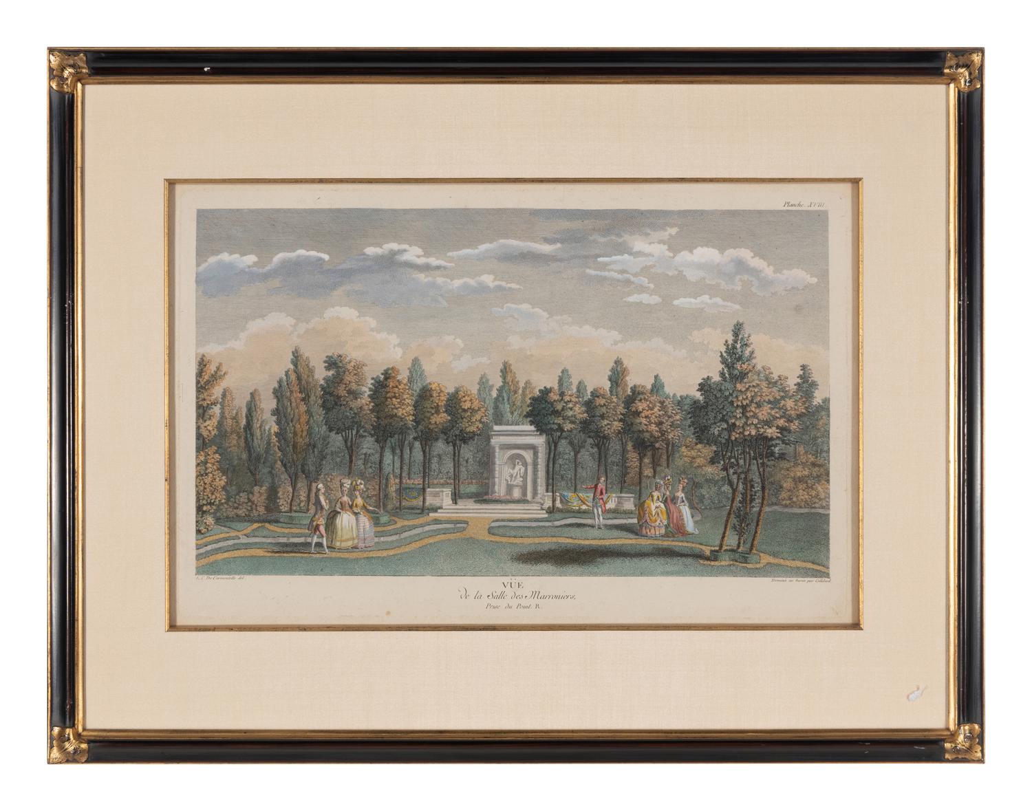 A Set of Six French Hand-Colored Engravings