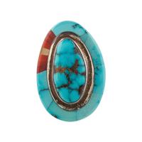 Sterling Silver, Turquoise, Coral, and Shell Ring