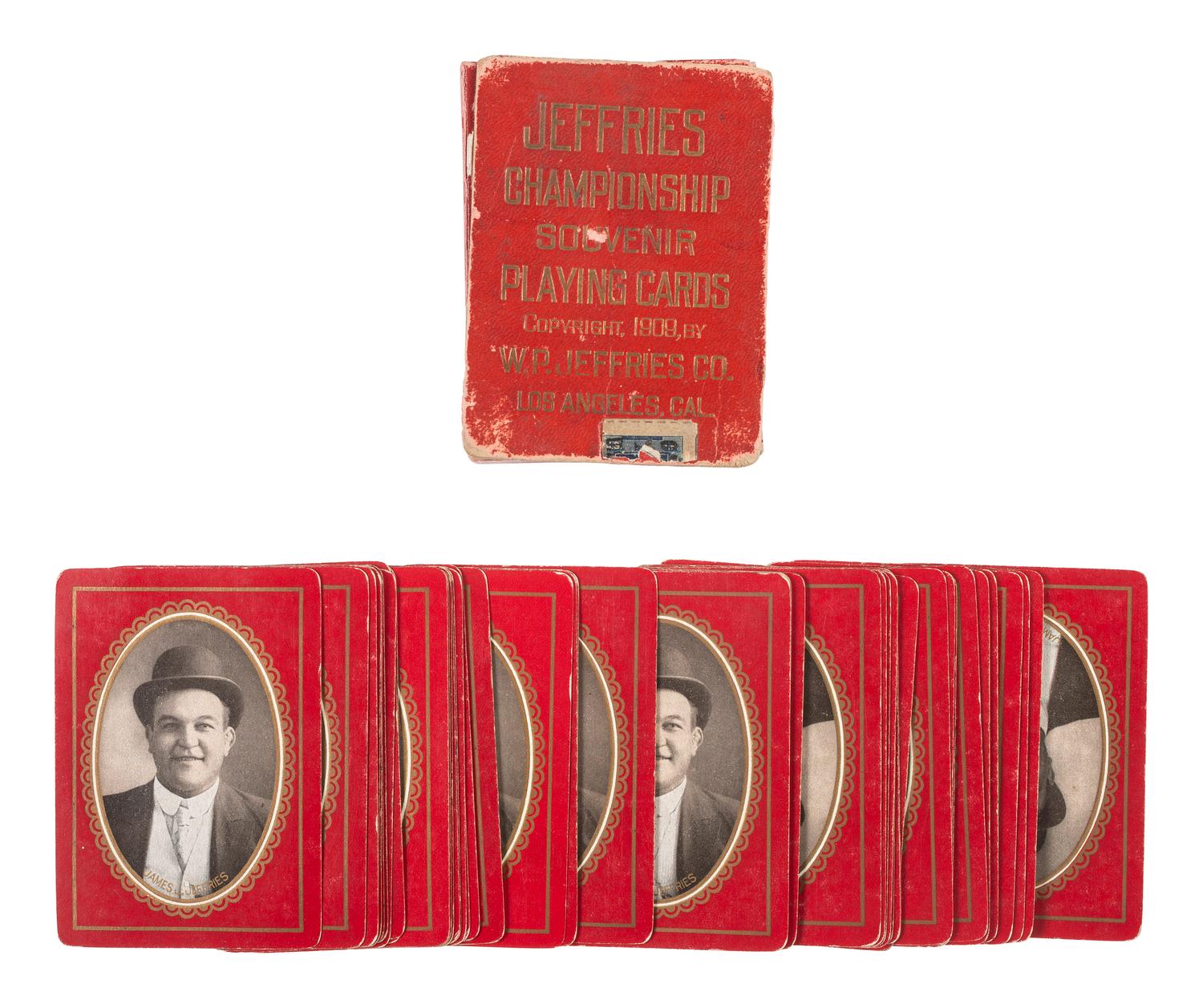 [AFRICAN AMERICANA] -- [SPORTS]. Jeffries Championship Souvenir Playing Cards . Los Angeles, CA: W.P. Jeffries Co., 1909.