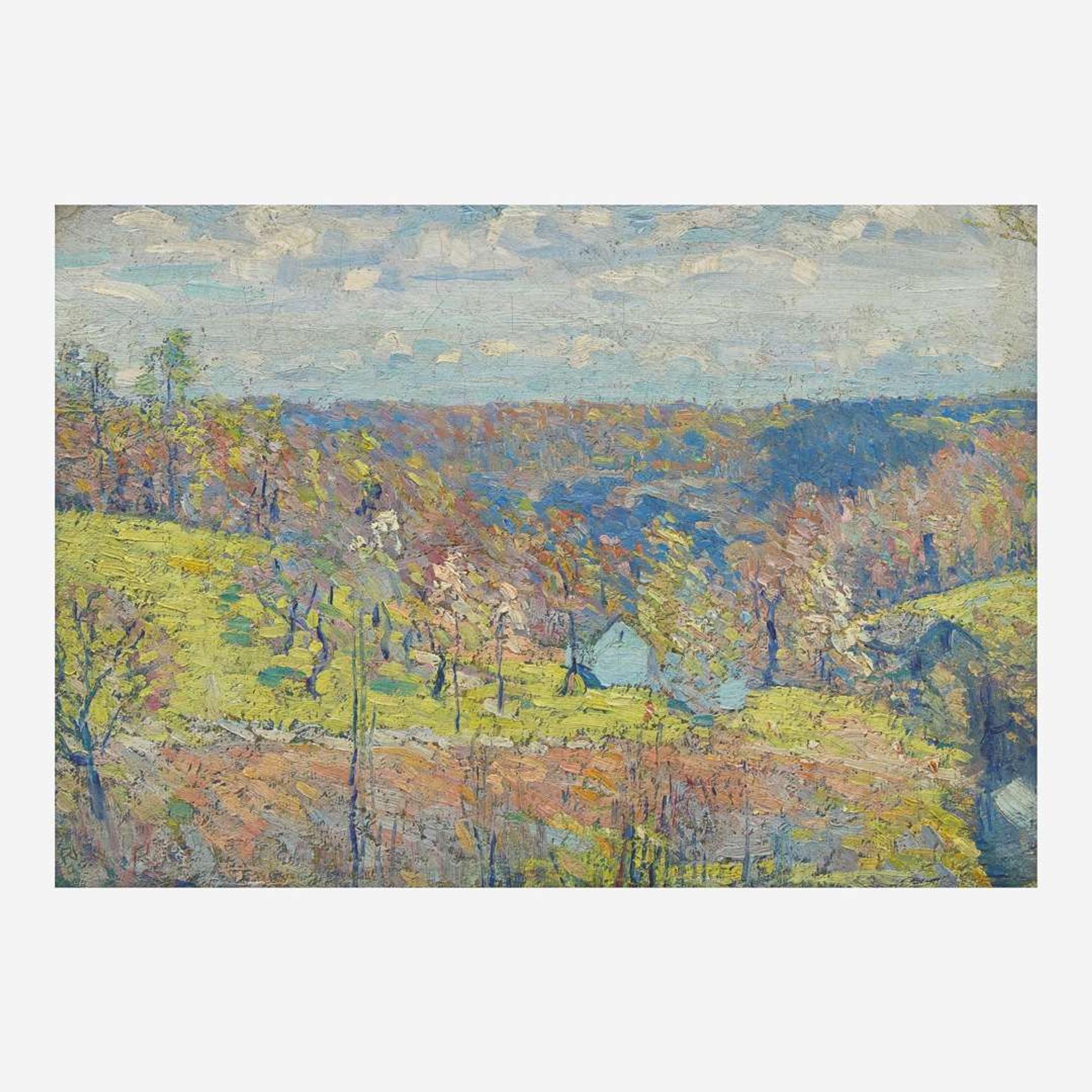 Roy Cleveland Nuse (American, 1885–1975) Towards Jersey (Spring Blossoms, Shadow Clouds); with Landscape Study Verso