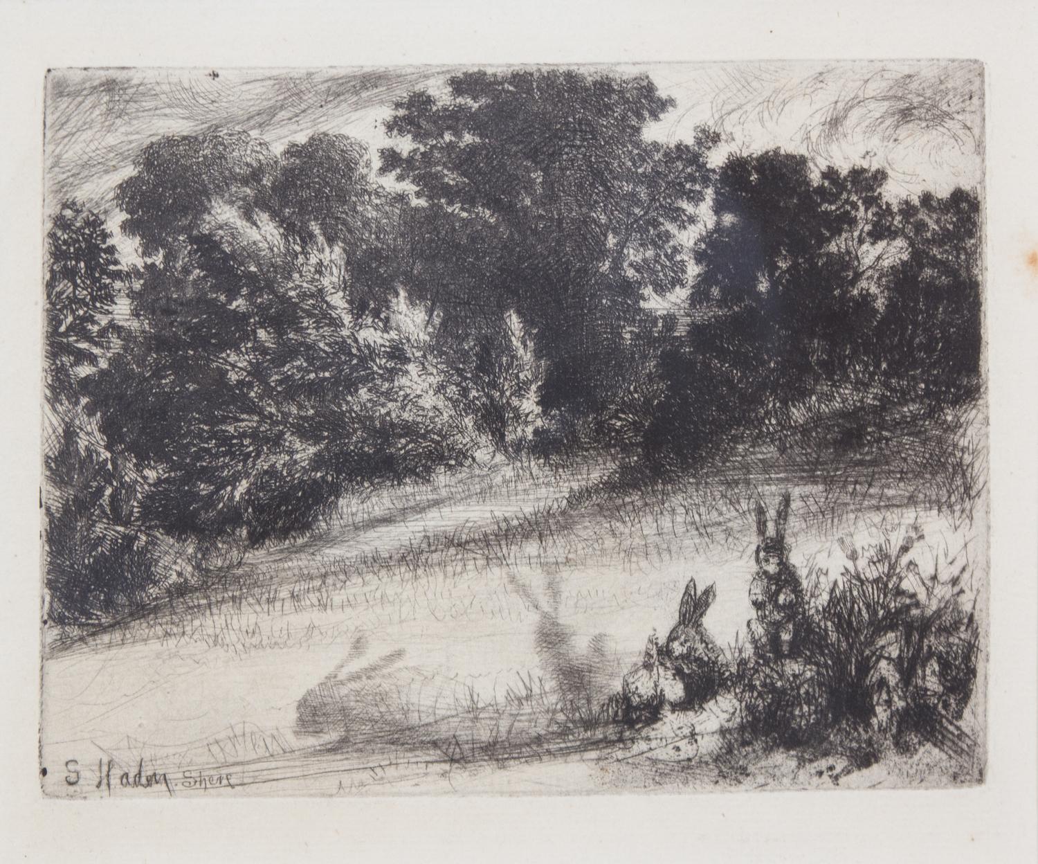 A Collection of Four Etchings Largest plate 9 x 13 inches.