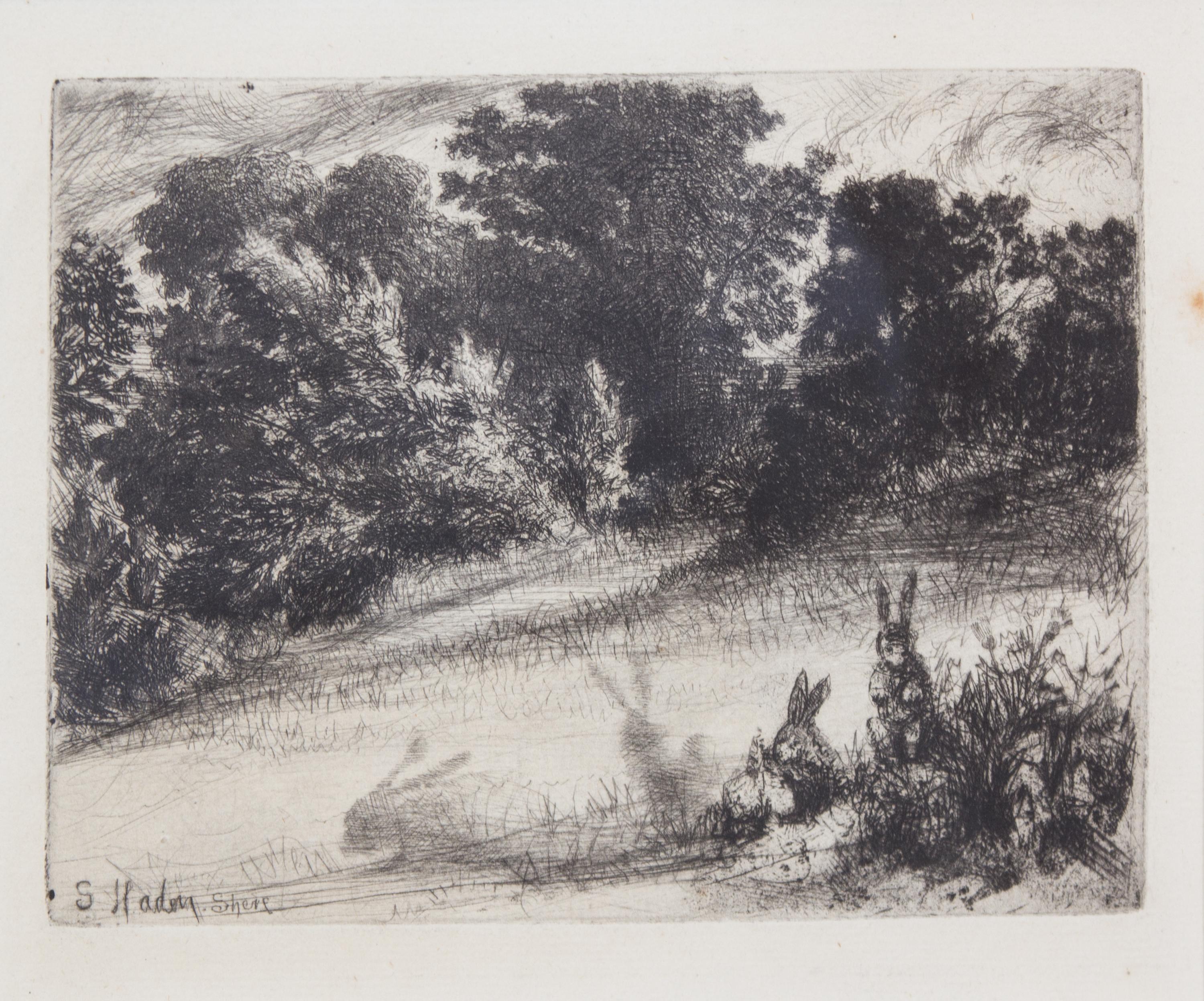 A Collection of Four Etchings Largest plate 9 x 13 inches.