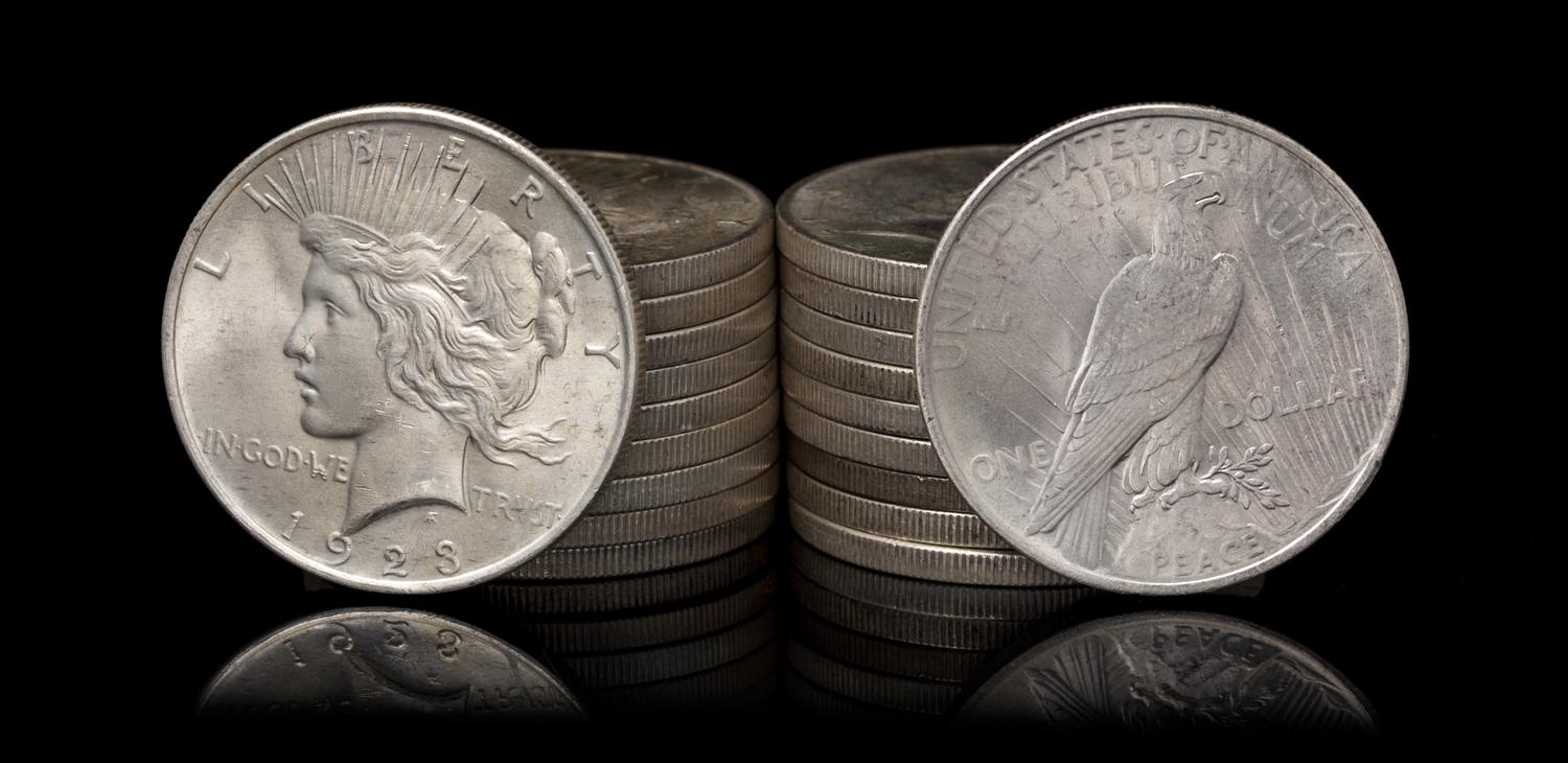 A Group of Twenty United States 1923 Peace Silver Dollar Coins