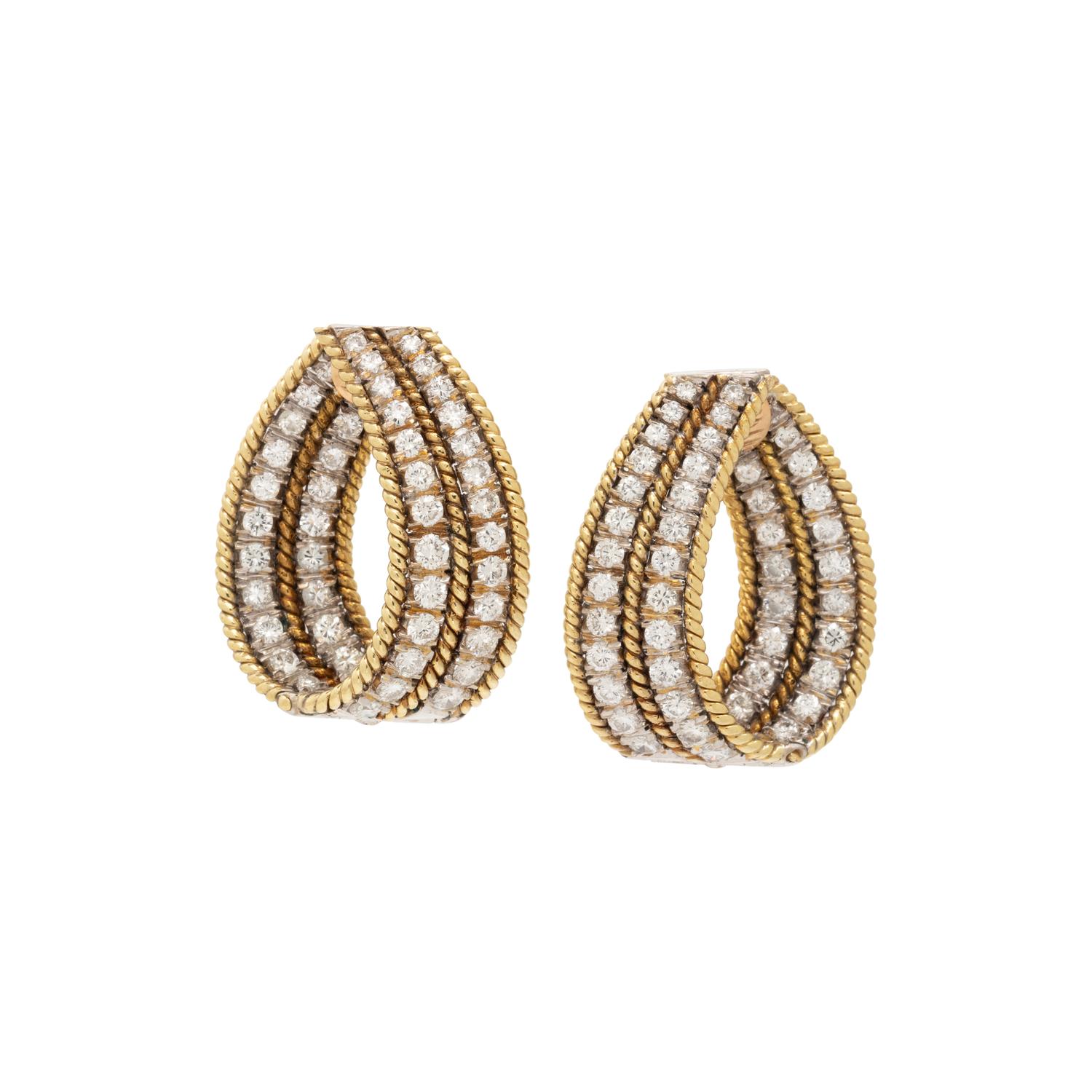 BICOLOR GOLD AND DIAMOND CLIP EARRINGS