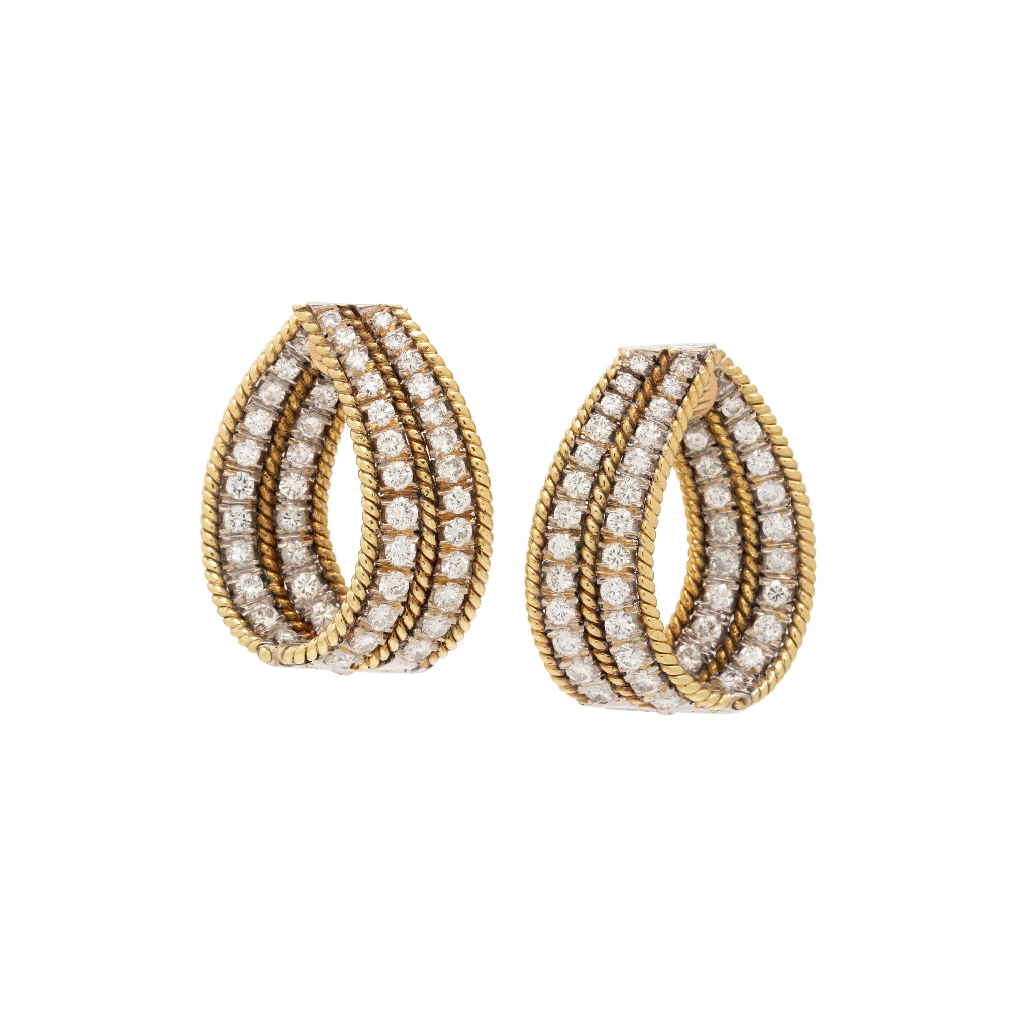BICOLOR GOLD AND DIAMOND CLIP EARRINGS