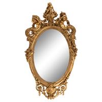 A Louis XV Style Carved Giltwood Oval Mirror