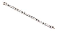 A White Gold and Diamond Line Bracelet, 14.10 dwts.