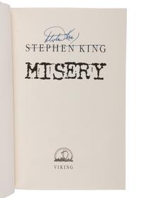 KING, Stephen (b. 1947). Misery. New York: Viking, 1987.
