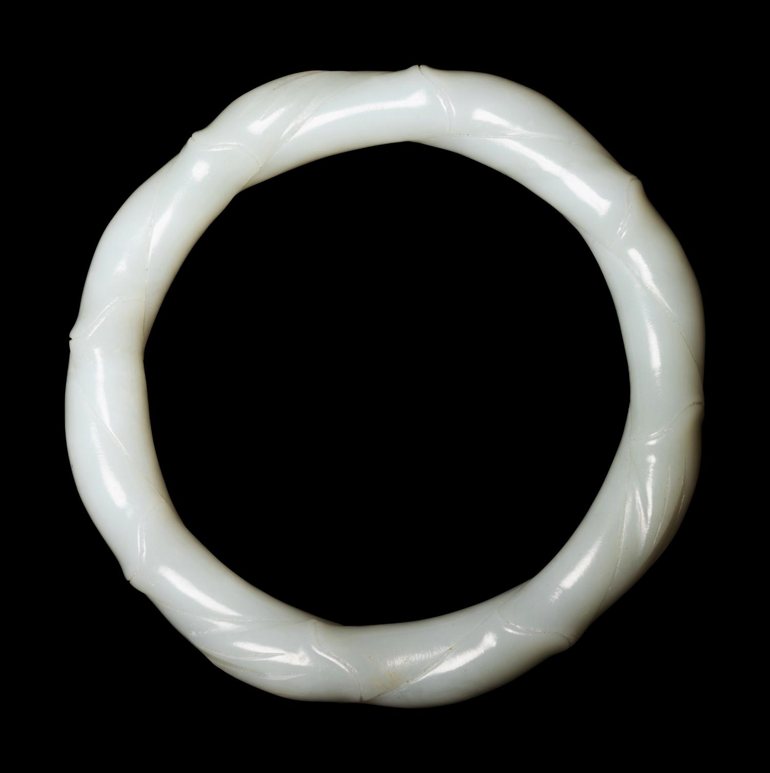 A Pale Celadon Jade 'Bamboo' Bangle