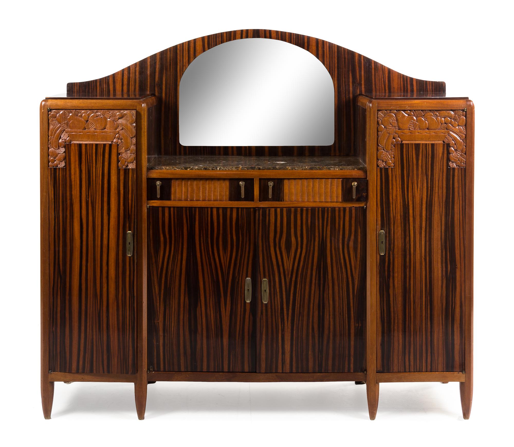 Art Deco, 1930s, serving cabinet, with mirror and marble inset