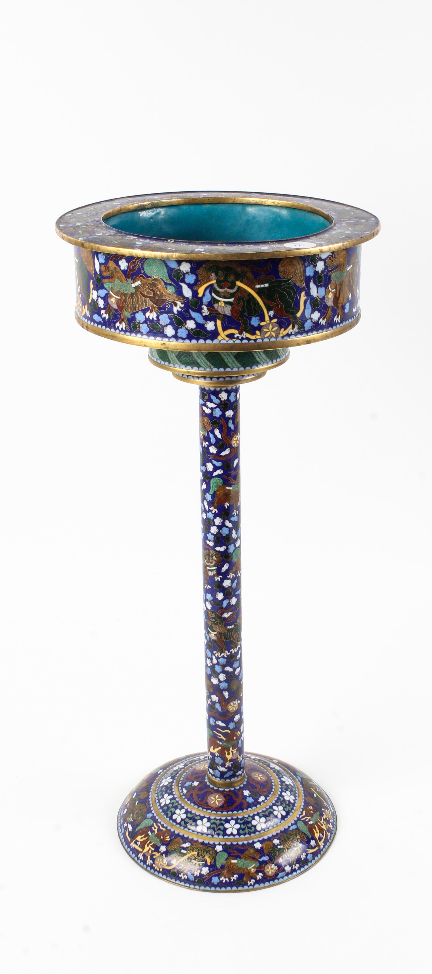 A Chinese Cloisonné Stand Height 25 inches.