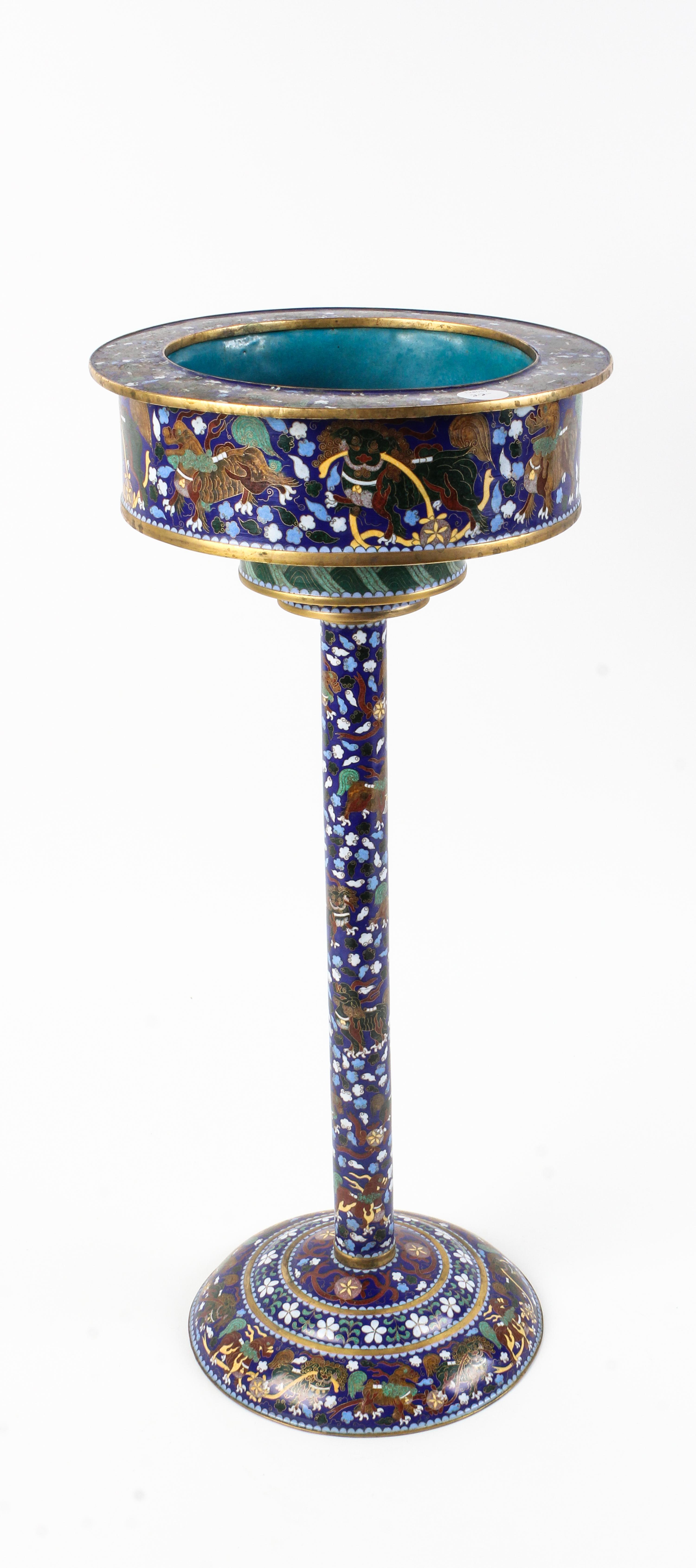 A Chinese Cloisonné Stand Height 25 inches.