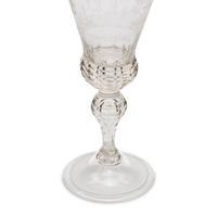 A German Engraved and Faceted Glass Wine Stem