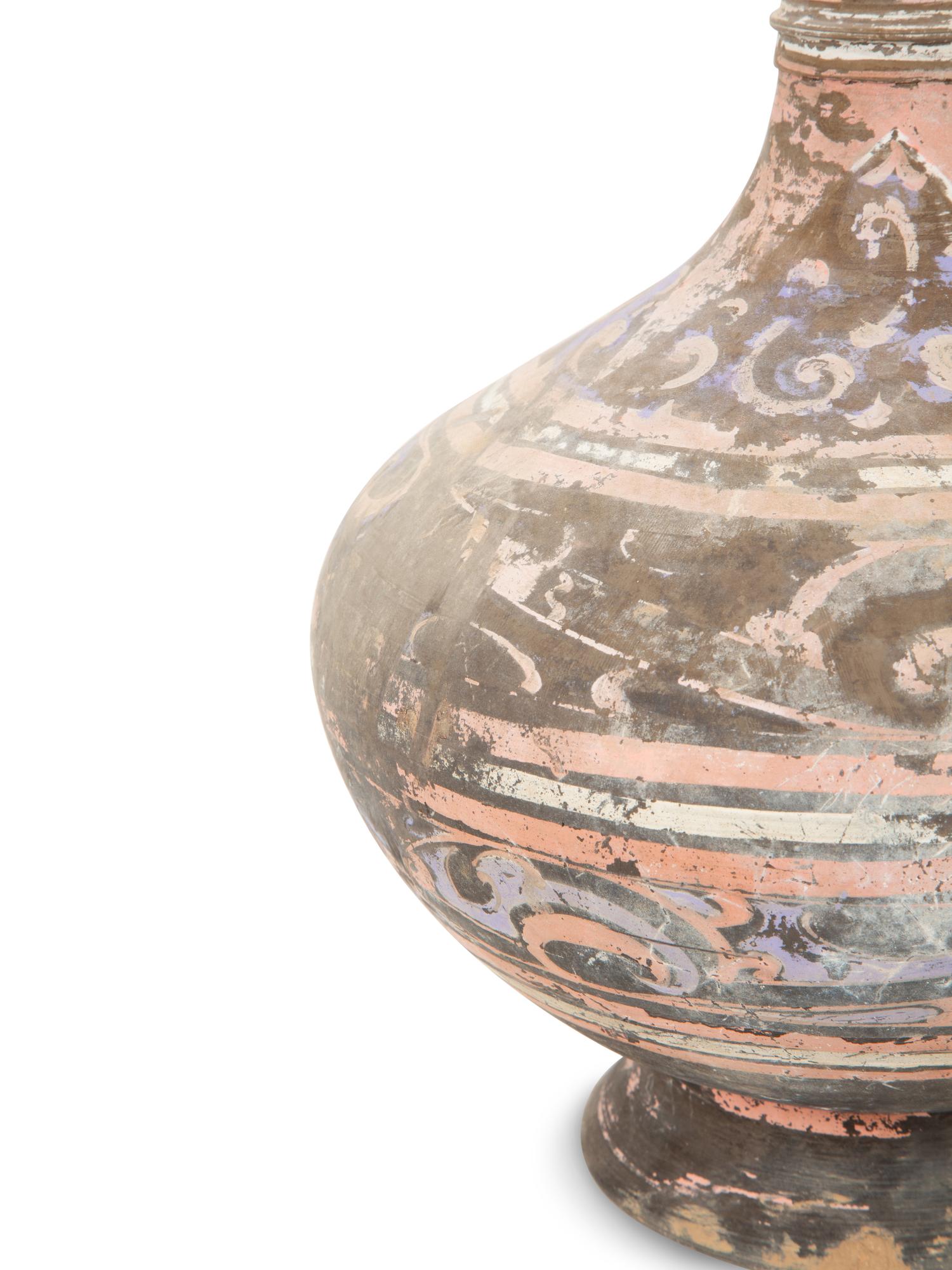 A Chinese Painted Pottery "Garlic-Bulb" Necked Vase
