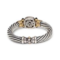 DAVID YURMAN, STERLING SILVER, YELLOW GOLD, ONYX AND DIAMOND CUFF BRACELET