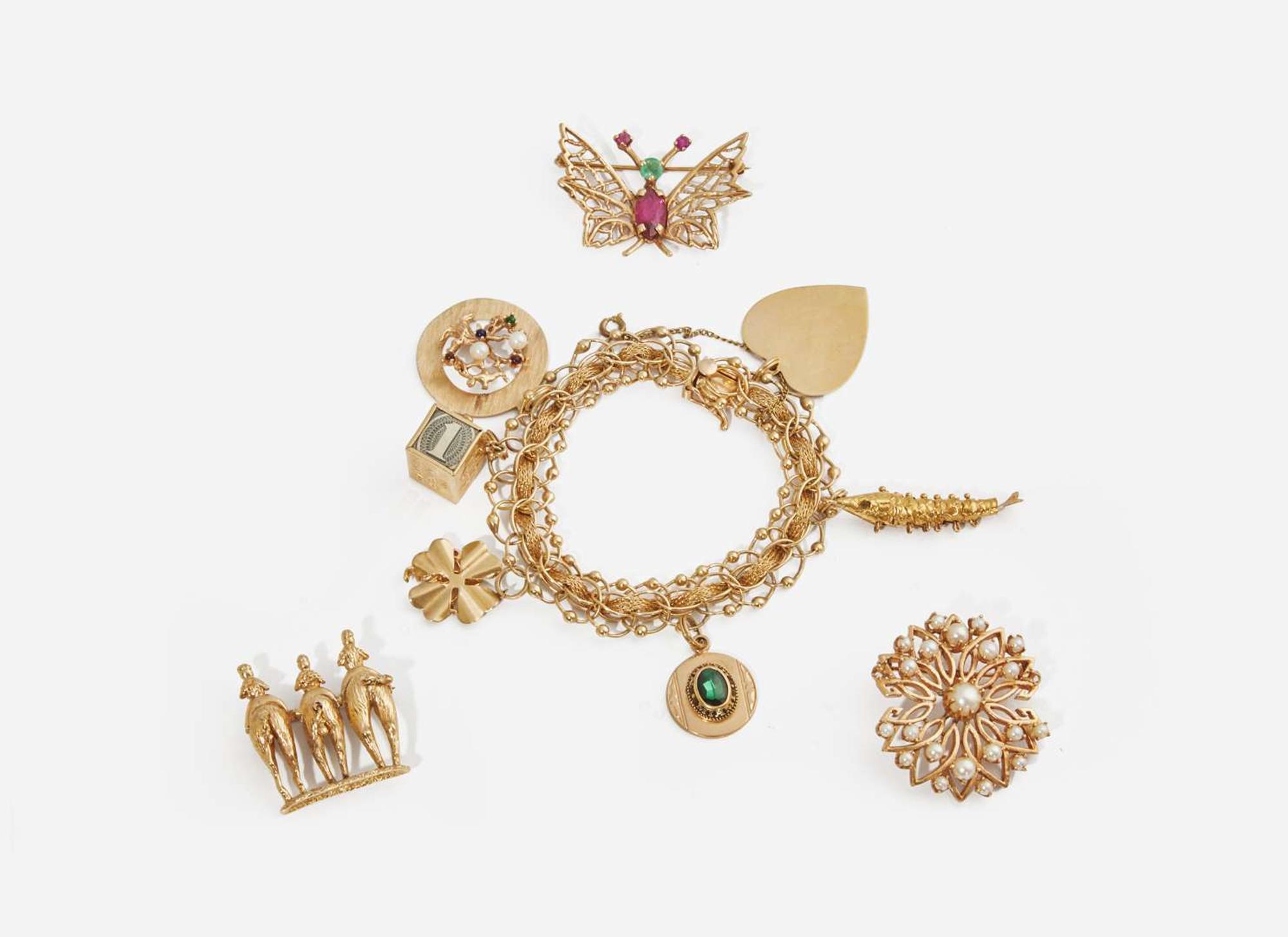 A Miscellaneous Collection of Yellow Gold and Gemstone Jewelry
