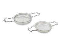 Two English Silver Punch Strainers