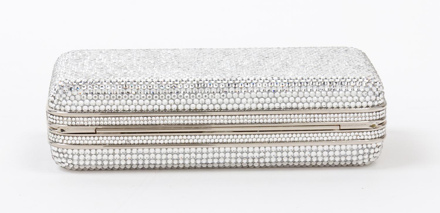 A Judith Leiber Crystal Rectangular Minaudiere, 6" x 2.5" x 1.5".