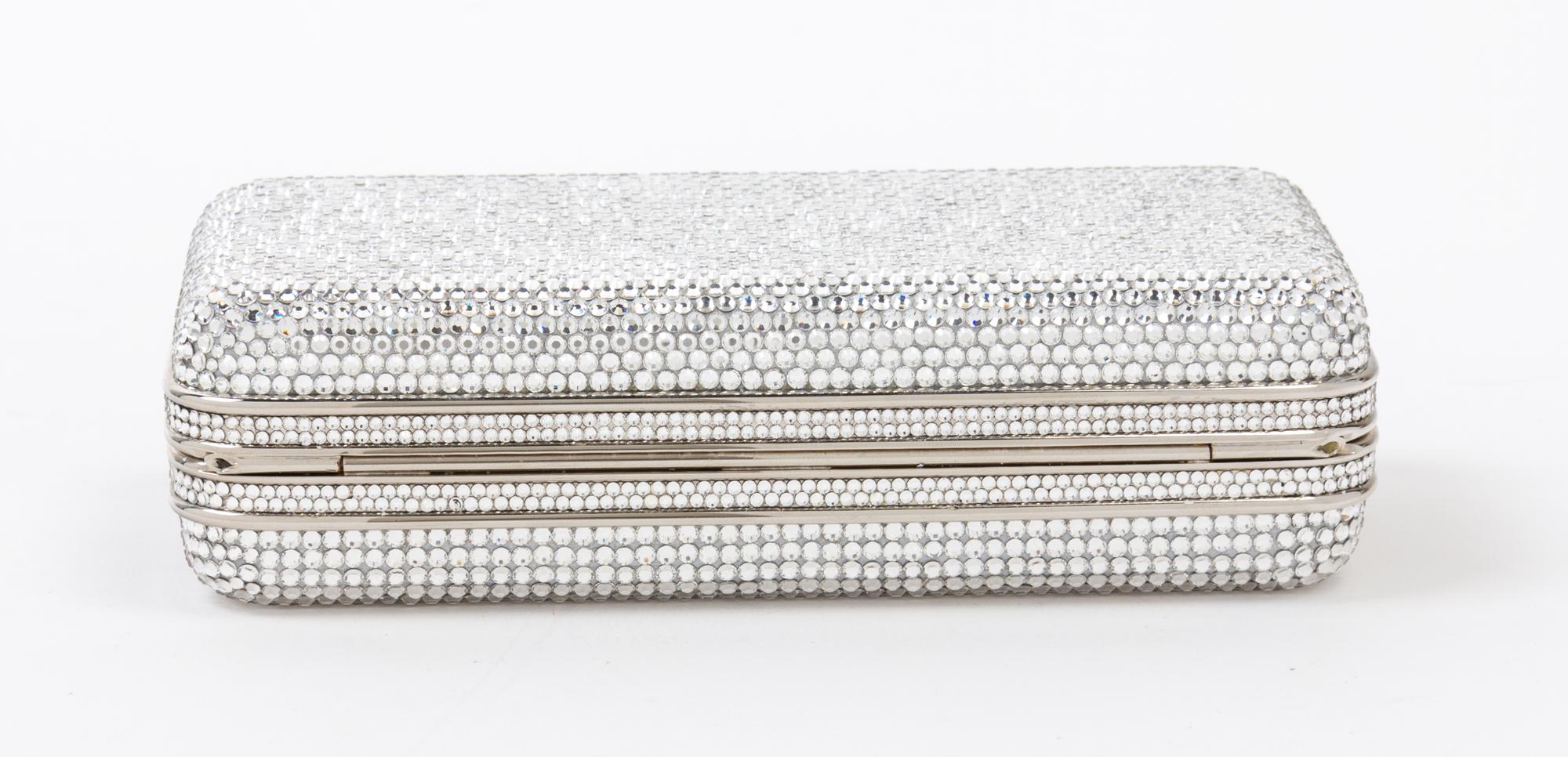 A Judith Leiber Crystal Rectangular Minaudiere, 6" x 2.5" x 1.5".
