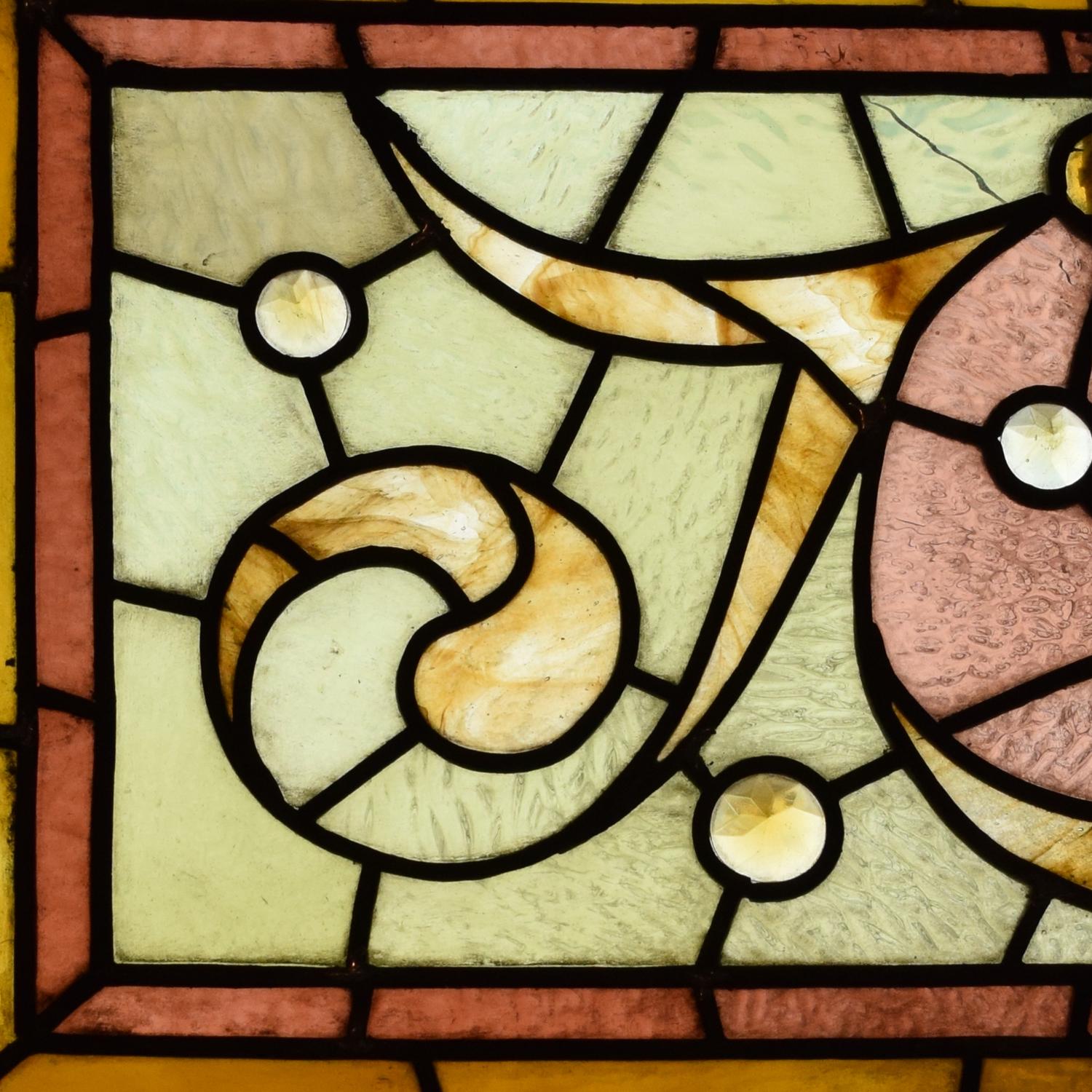 A Leaded Glass Window 43.5" w x 2" d x 20" H — United States, 19th Century