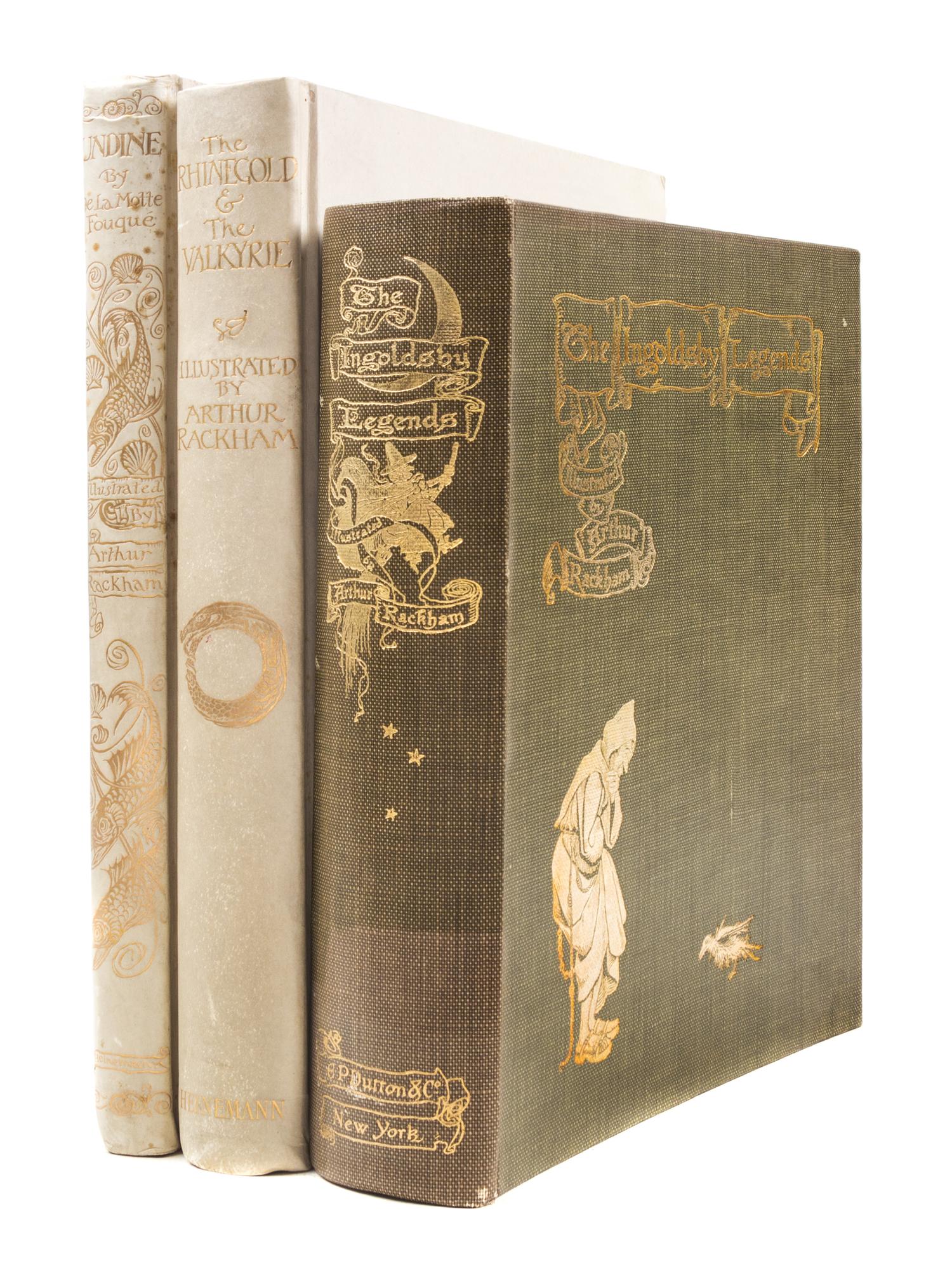 (RACKHAM, ARTHUR) Undine, L, 1909, The Rhinegold and the Valkyrie, L, 1910, and Ingoldsby Legends, L, 1907. 2 signed by Rackham (3)