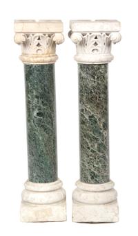 A Pair of Italian Marble Columns Height 17 inches. — LATE 19TH/20TH CENTURY
