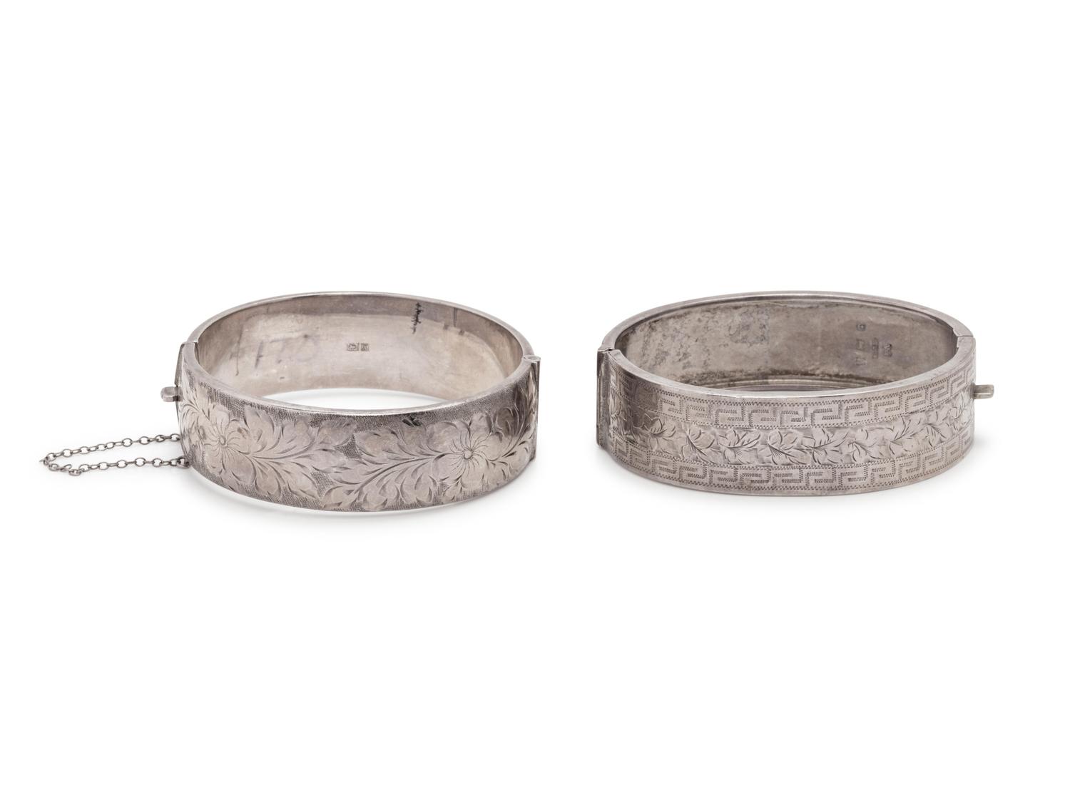 A Collection of Sterling Silver Bangle Bracelets,