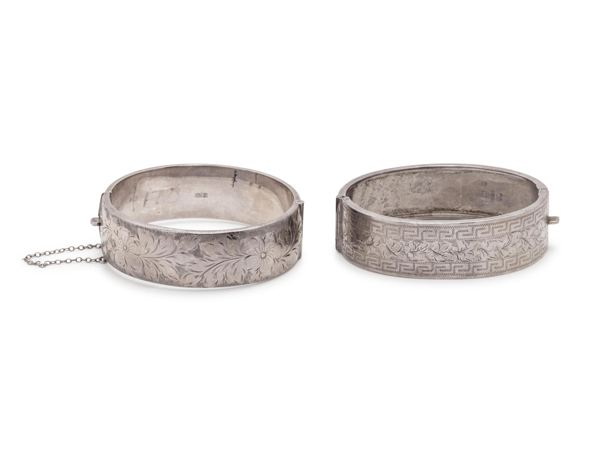 A Collection of Sterling Silver Bangle Bracelets,