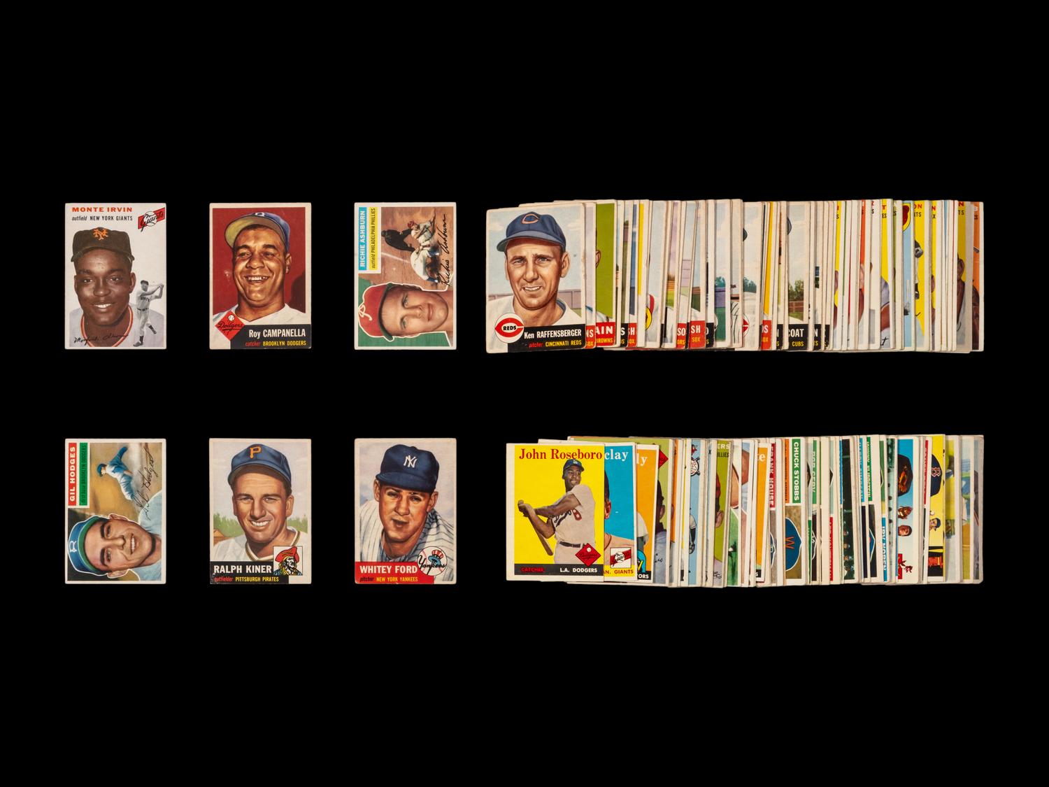 A Shoebox Collection of Over 140 1950s Baseball Cards Including Hall of Famers