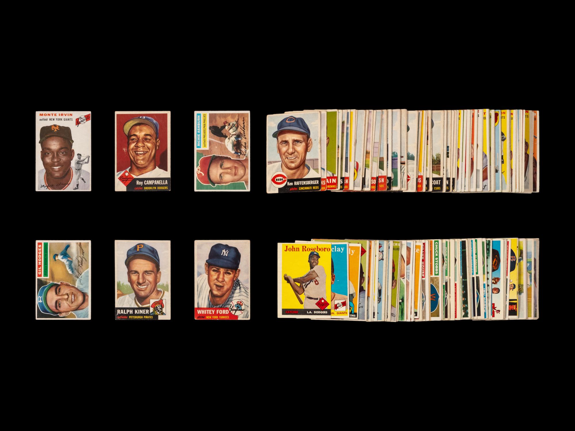 A Shoebox Collection of Over 140 1950s Baseball Cards Including Hall of Famers