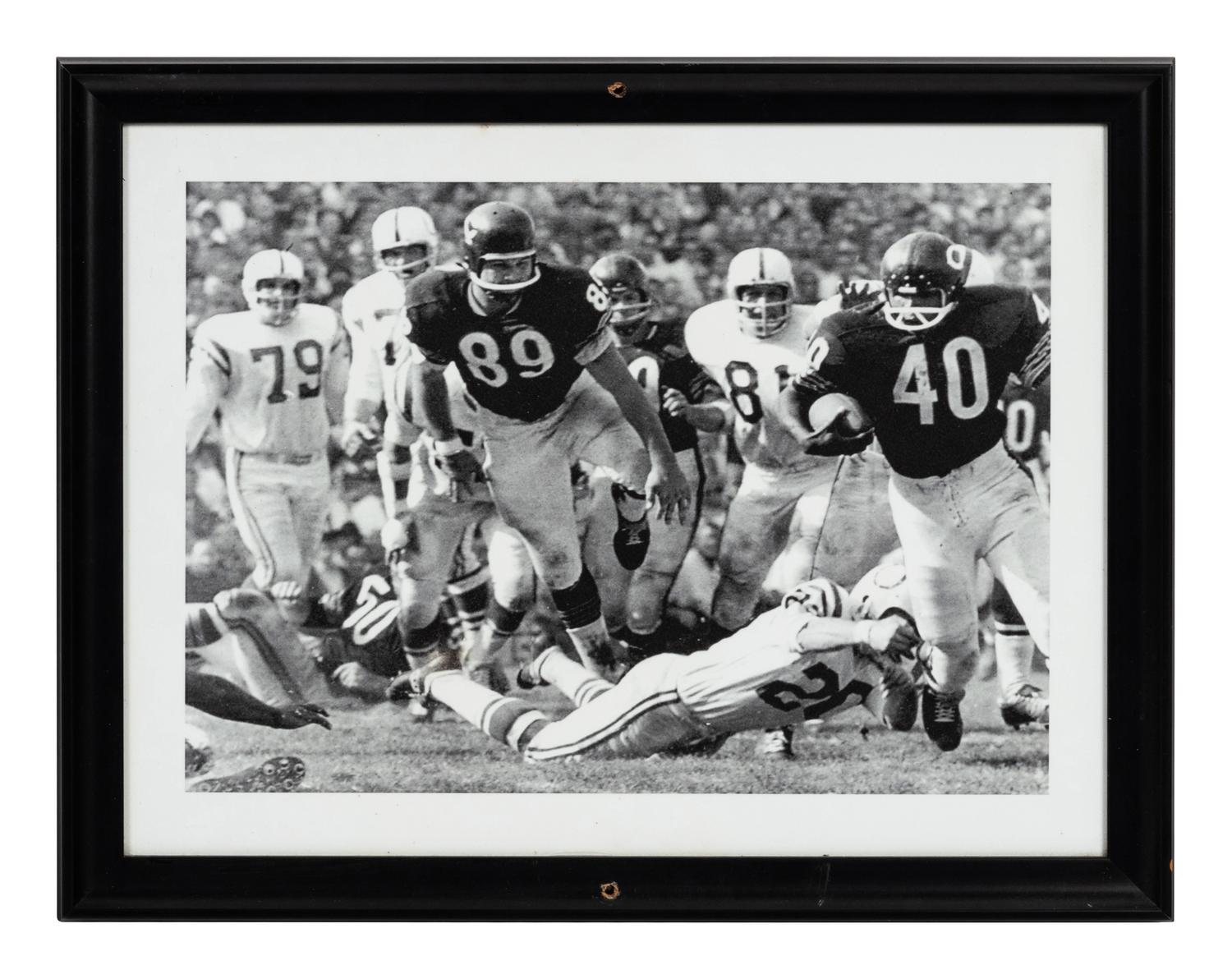 A Group of Three Photographs Depicting Gale Sayers Formerly Displayed at Mike Ditka’s Restaurant