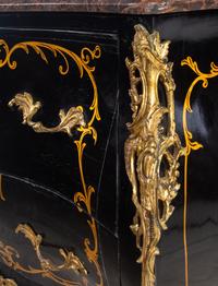 A Louis XV Style Gilt Metal Mounted Painted Marble-Top Commode