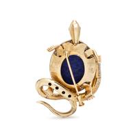 LAPIS LAZULI AND DIAMOND TURTLE AND SNAKE PENDANT/BROOCH
