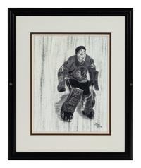 A Group of FIve Prints and Artworks of Various Hockey Players Formerly Displayed at Mike Ditka’s Restaurant