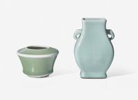 Two Small Chinese Celadon Porcelain Vases