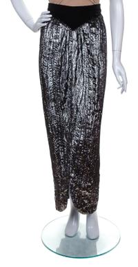 A Valentino Black and Gold Pleated Velvet Evening Skirt, Size 8.