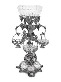 A Victorian Silver and Cut-Glass Epergne