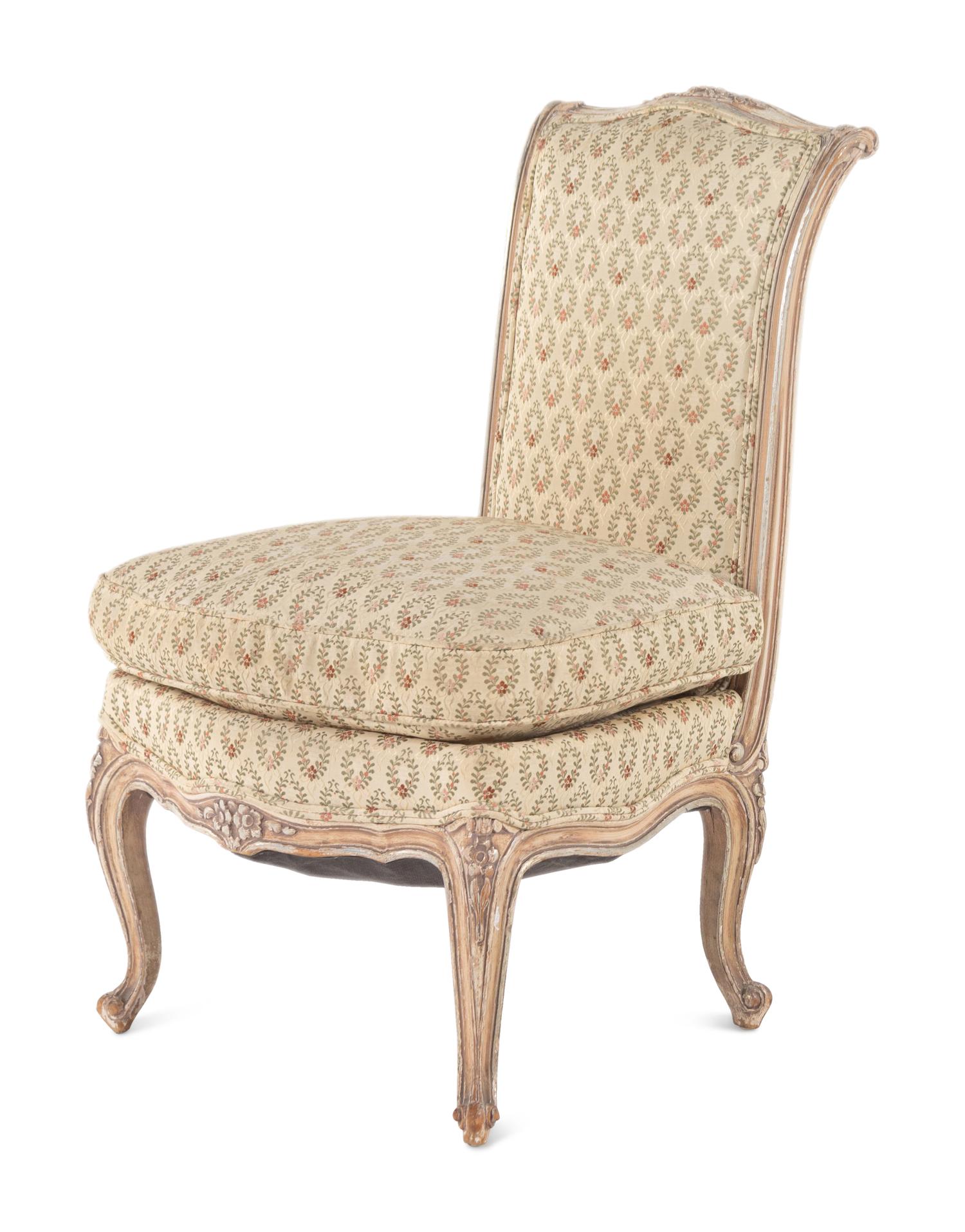 A Louis XV Style Painted Chauffeuse
