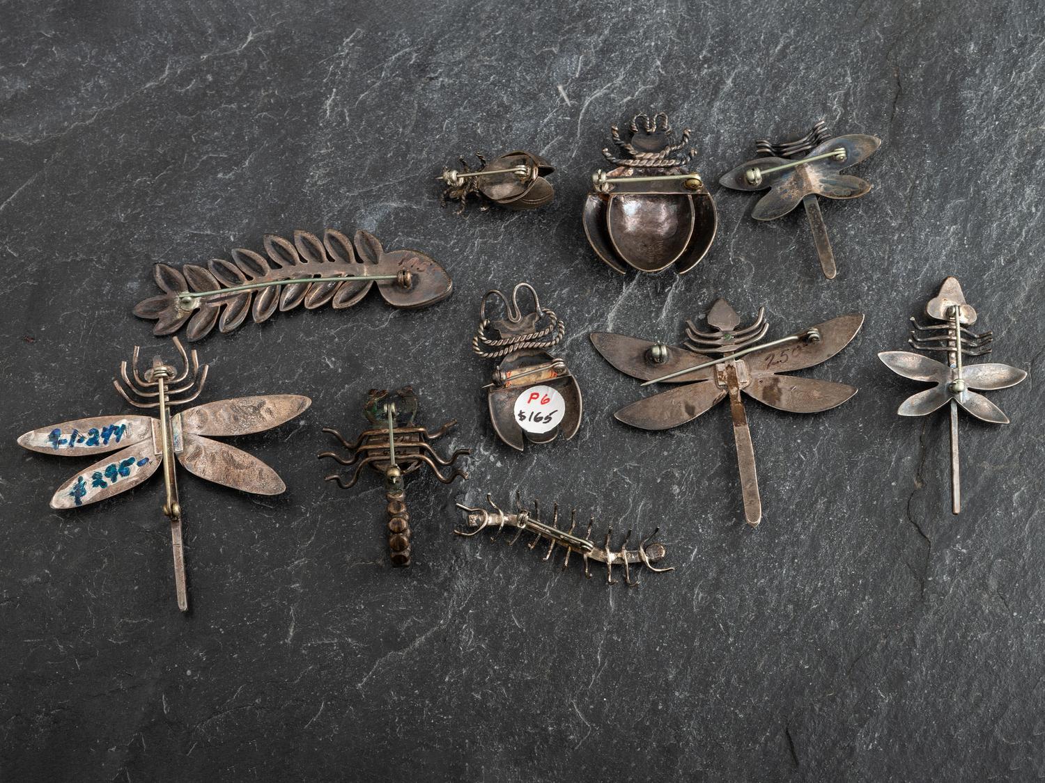 Collection of Navajo Silver Creepy Crawler Pins