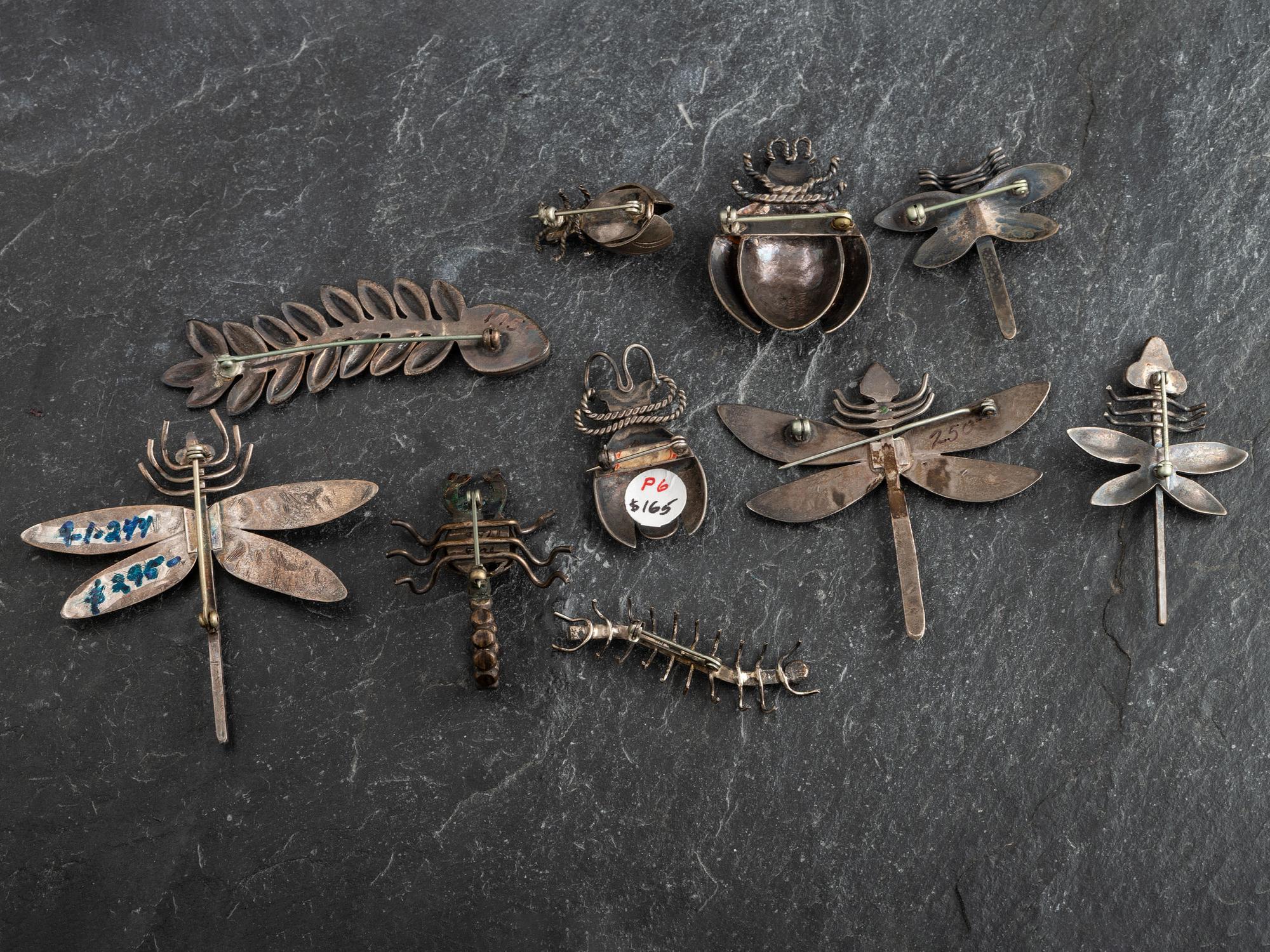 Collection of Navajo Silver Creepy Crawler Pins
