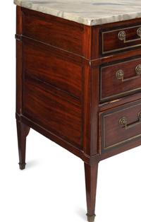 A Louis XVI Mahogany and Marble-Top Commode