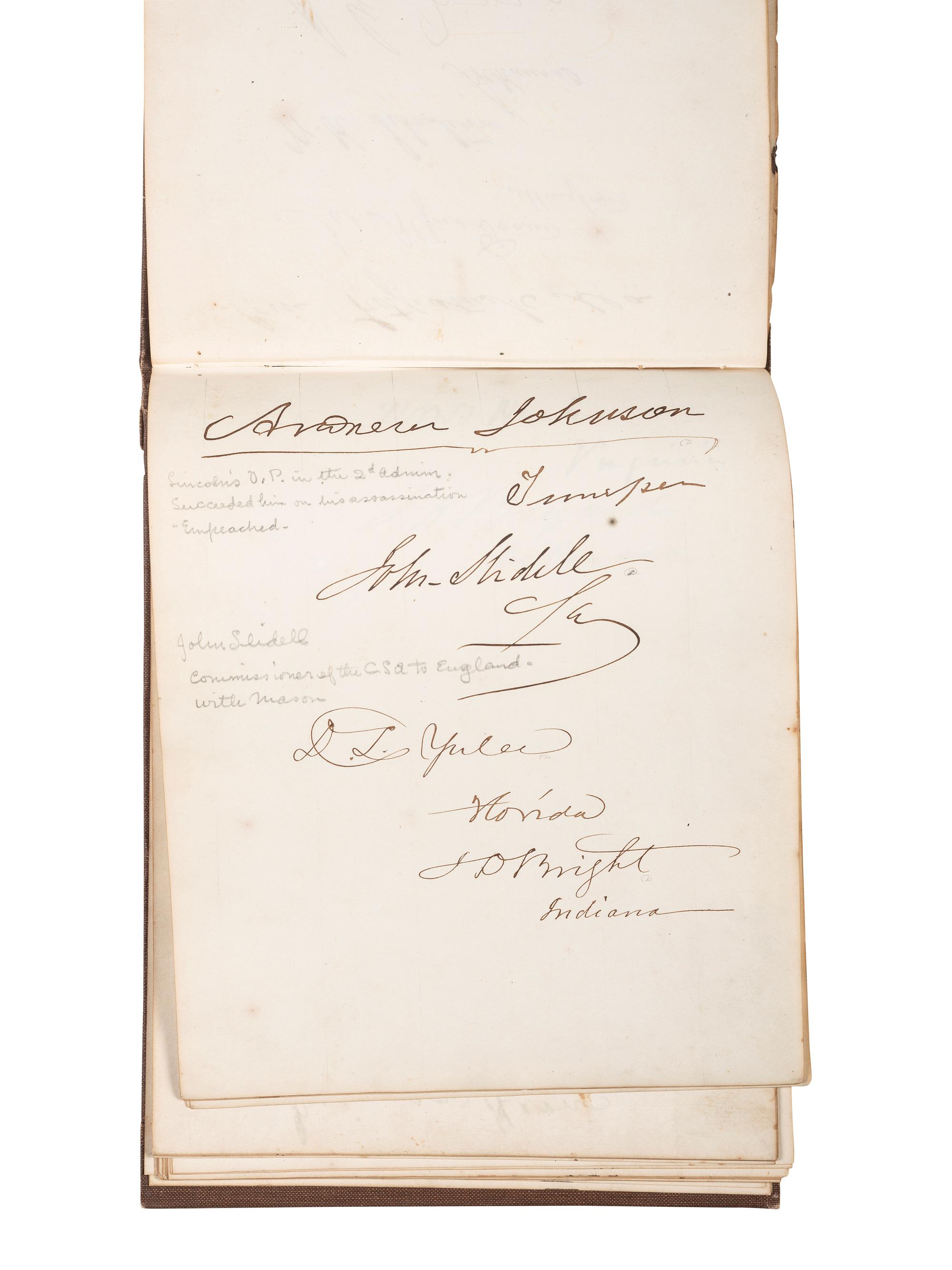 [POLITICS]. Autograph book with signatures from the James Buchanan administration, including: