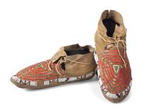 Sioux Quilled and Beaded Hide Moccasins