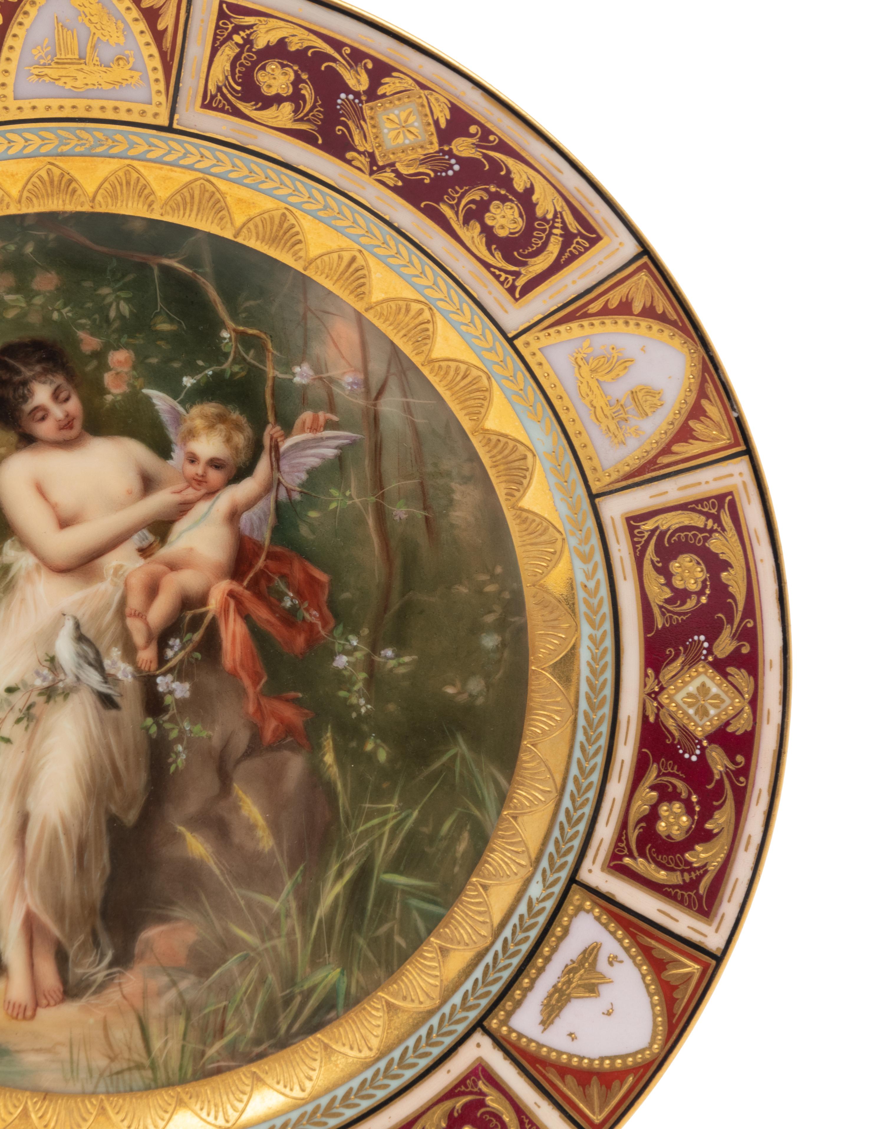 A Vienna Porcelain Plate Depicting Nymphe and Amor