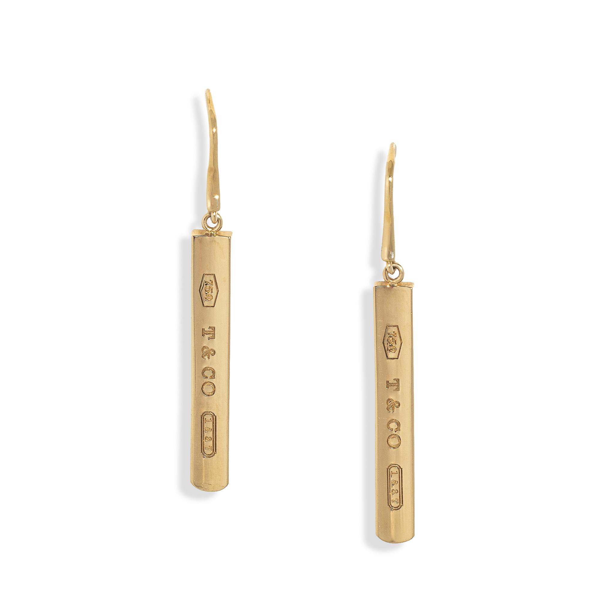 TIFFANY & CO., YELLOW GOLD '1837' EARRINGS