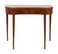 A Federal Satinwood-Inlaid Mahogany Flip Top Table — EARLY 19TH CENTURY